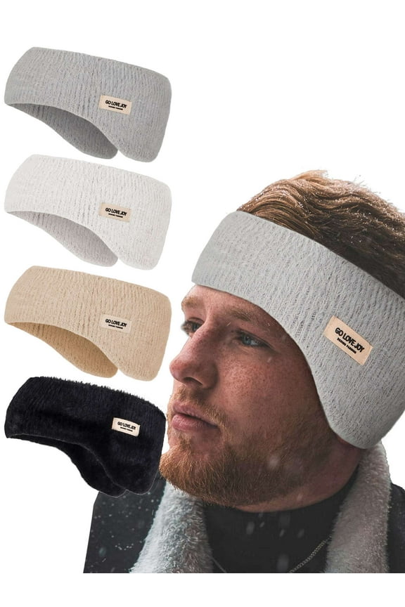 Winter Ear Warmers Headband for Men Women Stretchy Fleece Ear Muffs Ear Cover Sports Earmuffs Head Wrap for Cold Weather Ski Running Cycling - Gray