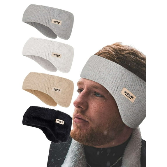 Deago Winter Ear Warmers Headband for Men Women Stretchy Fleece Ear Muffs Ear Cover Sports Earmuffs Head Wrap for Cold Weather Ski Running Cycling - Gray