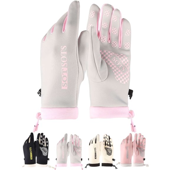 Deago Winter Gloves Touch Screen Water Resistant Windproof Thermal for Running Cycling Driving Hiking for Men Women (Gray)