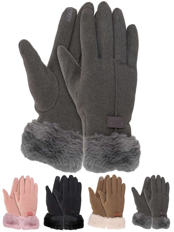 Winter Gloves for Women Touch Screen Cold Weather Thermal Warm Windproof Gloves Soft Thick Fleece Lining Glove (Black)