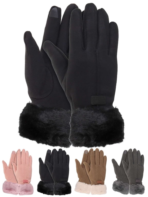 Winter Gloves for Women Touch Screen Cold Weather Thermal Warm Windproof Gloves Soft Thick Fleece Lining Glove (Black)
