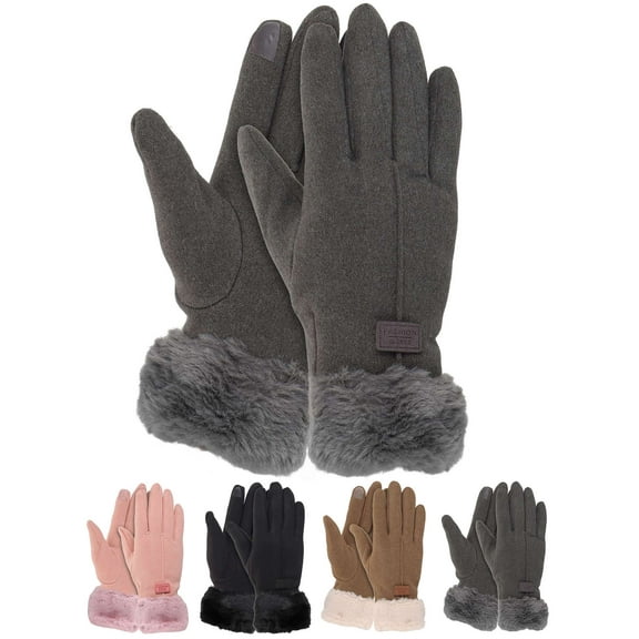 Deago Winter Gloves for Women Touch Screen Cold Weather Thermal Warm Windproof Gloves Soft Thick Fleece Lining Glove (Black)