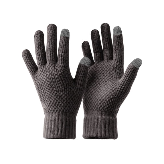 Deago Winter Knit Gloves for Men Touch Screen Texting Warm Gloves with Thermal Soft Lining Elastic Cuff (Gray)