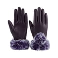 thumbnail image 1 of Deago Winter PU Leather Gloves for Women, Wool Fleece Lined Warm Gloves, Touchscreen Texting Thick Thermal Snow Driving Gloves (Purple), 1 of 8
