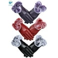 thumbnail image 1 of Deago Winter PU Leather Gloves for Women, Wool Fleece Lined Warm Gloves, Touchscreen Texting Thick Thermal Snow Driving Gloves (Red), 1 of 9