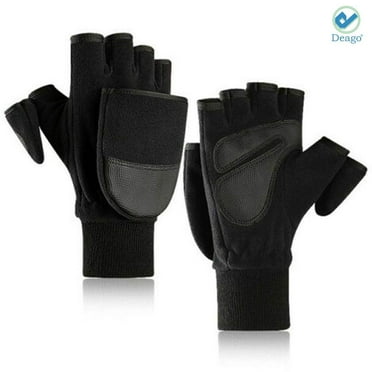 Deago Winter Warm Fingerless Gloves Convertible Flip Top Mittens Touch Screen Texting Gloves for Men and Women