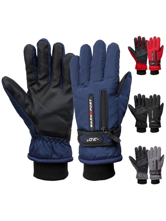 Winter Warm Gloves Waterproof Touchscreen Ski Snow Gloves for Men Women with Portable Pocket (Blue)