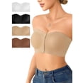 thumbnail image 1 of Deago Wireless Strapless Bras for Women Front Closure Non-Slip Padded Bandeau Bralette Comfort Wavy Edge Tube Top Bra (Coffee, S), 1 of 9