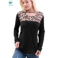 thumbnail image 1 of Deago Woman Casual Tops Long Sleeve Leopard Print Patchwork Plus Size Round Neck T-Shirt Blouses (Black, 2XL), 1 of 9