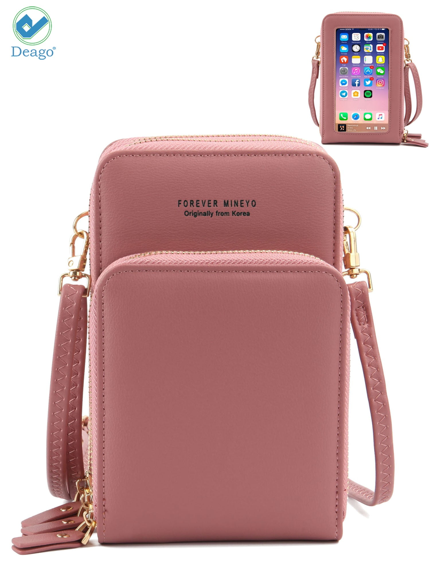 Deago Women Crossbody Cellphone Purse Touch Screen Bag RFID Blocking Wallet Handbag with Shoulder Strap Pink fb0e549c 4eb5 4ba0 bf37 906693bb36de.14e06fe97f48c3ad161a48e0cac4c694