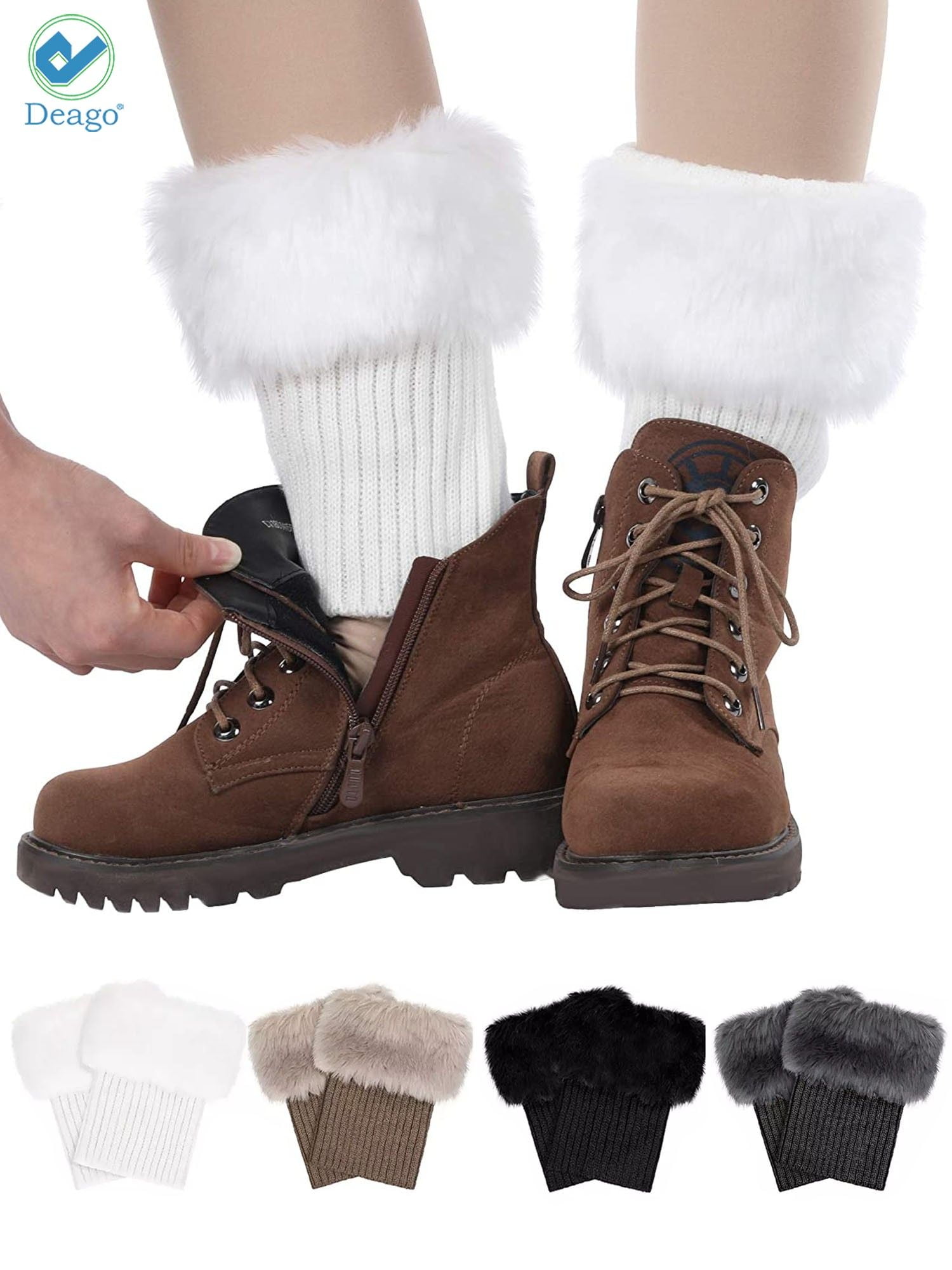 Deago Women Faux Fur Boot Cuff Short Furry Leg Warmers Girls