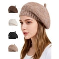 thumbnail image 1 of Deago Women French Beret Hat Knit Warm Beanie Cap Classic Solid Color Autumn Winter Hats (Khaki), 1 of 8