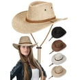 thumbnail image 1 of Deago Women Men Classic Felt Western Cowboy Hat Fedora Outdoor Wide Brim Hat with Strap (White), 1 of 8