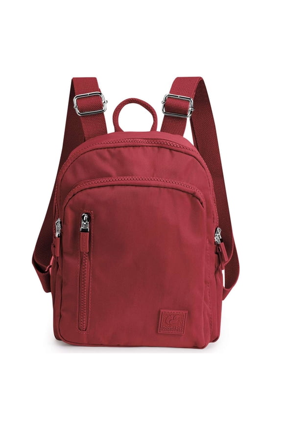 Women Mini Backpack Purse Waterproof Nylon Fashion College Bag Casual Lightweight Travel Daypack (Red)