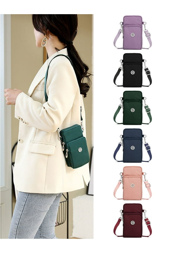 Women Nylon Cell Phone Purse Travel Crossbody Bag Wristband Sport Armband Wallet for iPhone 12/Pro/Mini, 11, Pro, Max, SE2 7 8+ X, Samsung Galaxy S20 FE S10+ S9 (Pink)