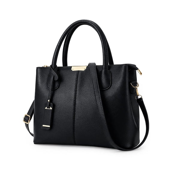 Deago Women PU Leather Shoulder Bag Fashion Top Handle Handbag Crossbody Purse Waterproof Large Tote Satchel Purse for Work Travel "Black"