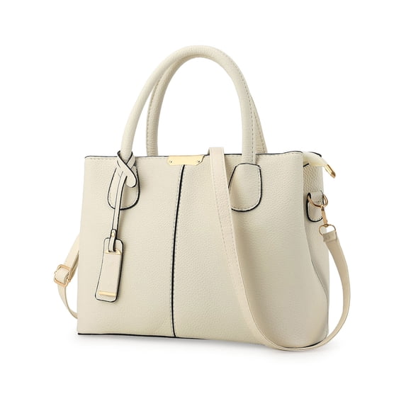 Deago Women PU Leather Shoulder Bag Fashion Top Handle Handbag Crossbody Purse Waterproof Large Tote Satchel Purse for Work Travel "White"