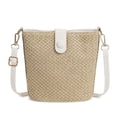 thumbnail image 1 of Deago Women Straw Crossbody Bag Beach Handmade Rattan Shoulder Bags Hand Woven Leather Straps Straw Clutch Purse Vacation (White), 1 of 9