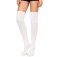 thumbnail image 1 of Deago Women Thigh High Socks Over the Knee Socks Cotton Knit Warm Long Boot Stockings Leg Warmers (White), 1 of 8