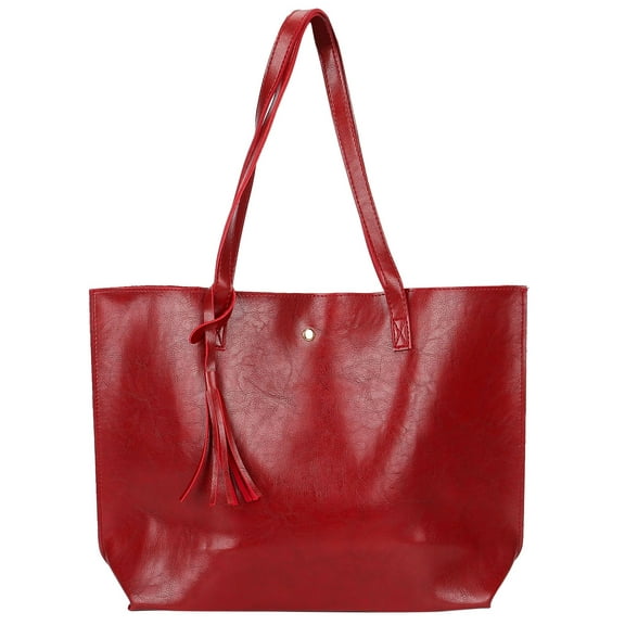Deago Women Tote Bags Top Handle Satchel Handbags PU Faux Leather Tassel Shoulder Purse (Wine Red)