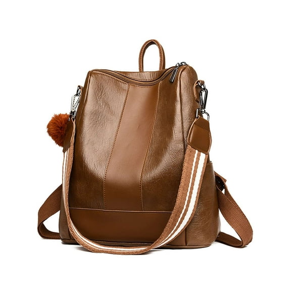 Deago Women Travel Backpack Purse Waterproof PU Leather Anti-theft Rucksack Lightweight Shoulder Bag, Brown