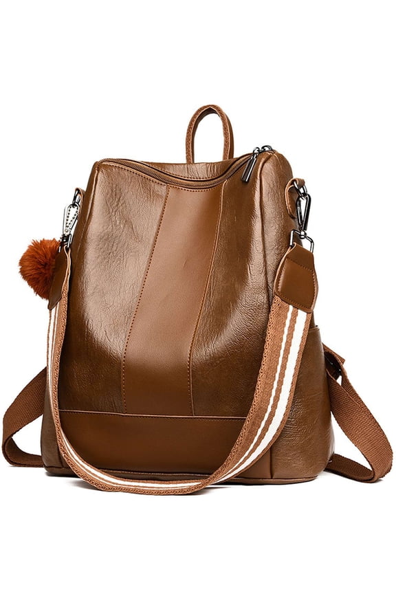 Women Travel Backpack Purse Waterproof PU Leather Anti-theft Rucksack Lightweight Shoulder Bag, Brown