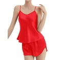 thumbnail image 1 of Deago Women V Neck Sexy Lingerie Satin Sleepwear Pajamas 2 Piece Cami Shorts Set Nightwear (Red, XL), 1 of 8