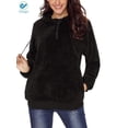 thumbnail image 1 of Deago Women's Athleisure Fuzzy 1/4 Zip Hooded Sweatshirt with Pockets, 1 of 8