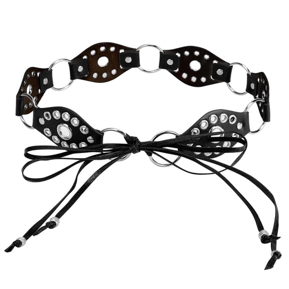 Deago Women's Bohemian Style Rope Braid Waist Belt Western Vintage Leather Belts for Dress Jeans (Black)