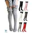 thumbnail image 1 of Deago Women's Cable Knitted Thigh High Boot Socks Long Winter Over Knee Stockings Leg Warmers (Black), 1 of 8