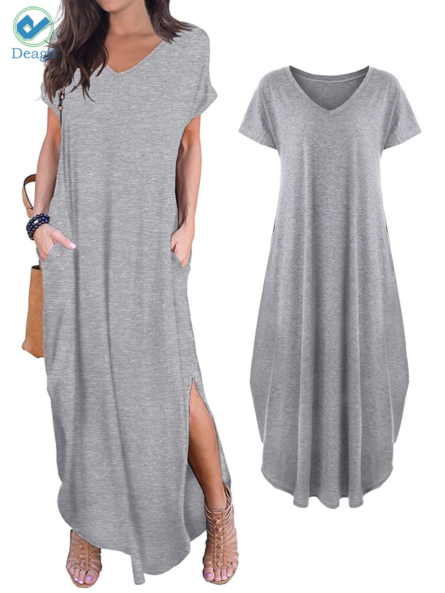 Short Sleeve Loose Pocket Maxi Dress Short Sleeve Loose Pocket Maxi Dress
