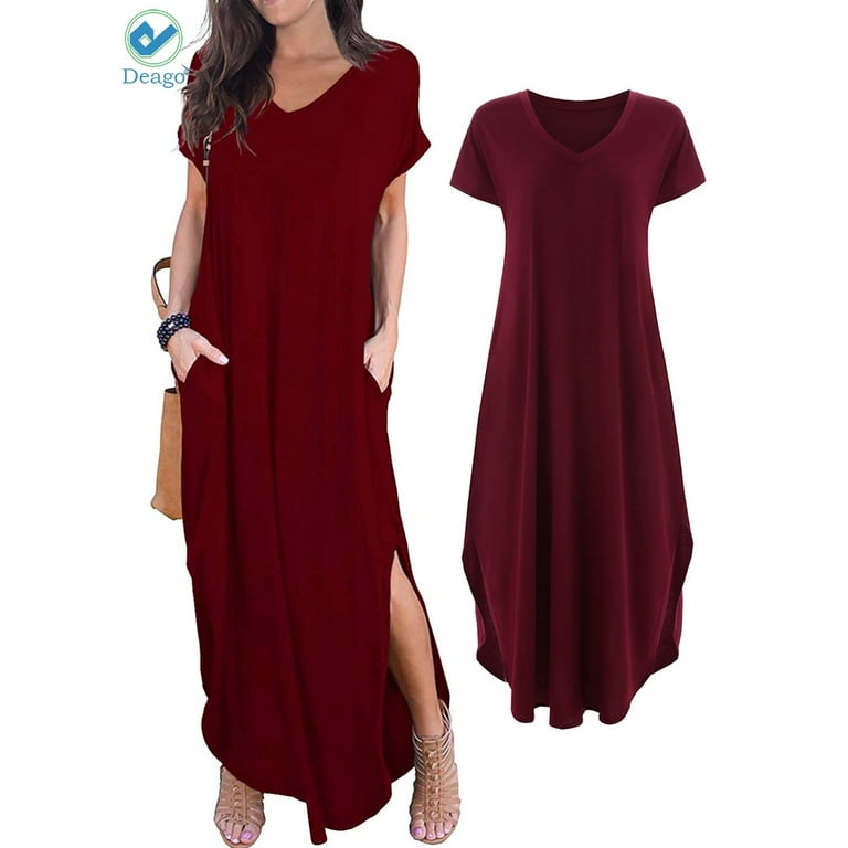 Short Sleeve Loose Pocket Maxi Dress Short Sleeve Loose Pocket Maxi Dress
