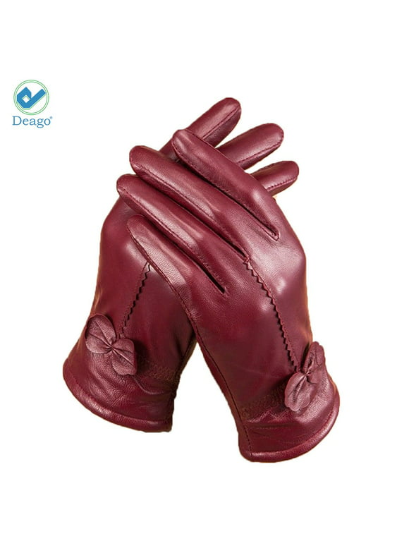 Deago Women's Classic Gloves Driving Winter Warm Nappa Leather Gloves (Fleece or Cashmere Lining)