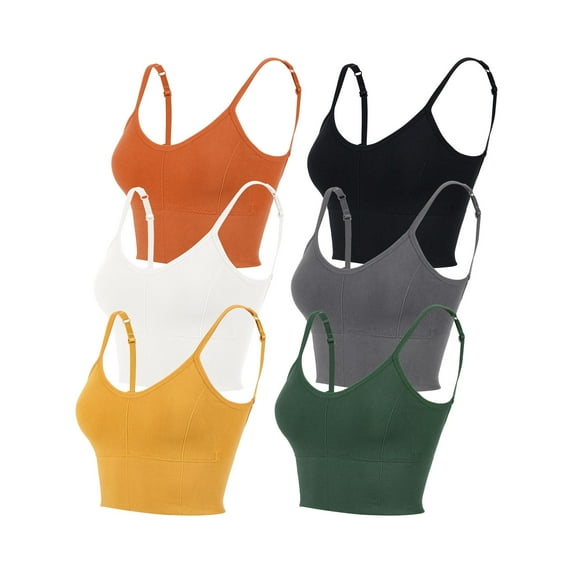 Deago Women's Comfy Sleep Bra Padded Seamless Bralettes Wireless Cami Bra Tank Top Sports Bra (White, S/M)