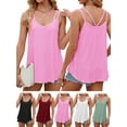 thumbnail image 1 of Deago Women's Flowy Tank Tops Loose Casual Summer Tops Sexy Spaghetti Strap Scoop Neck Sleeveless Tunic Camisoles (Pink, M), 1 of 8