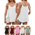 thumbnail image 1 of Deago Women's Flowy Tank Tops Loose Casual Summer Tops Sexy Spaghetti Strap Scoop Neck Sleeveless Tunic Camisoles (White, L), 1 of 8