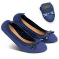 thumbnail image 1 of Deago Women's Foldable Ballet Flats Bowknot Round Toe Comfort Light Weight Slip-On Dress Shoes (Blue), 1 of 10