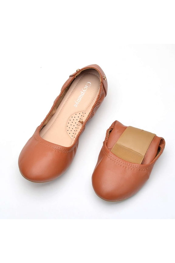 Women's Foldable Ballet Flats Portable Round Toe Comfort Light Weight Slip-On Dress Shoes Ballerina Slippers