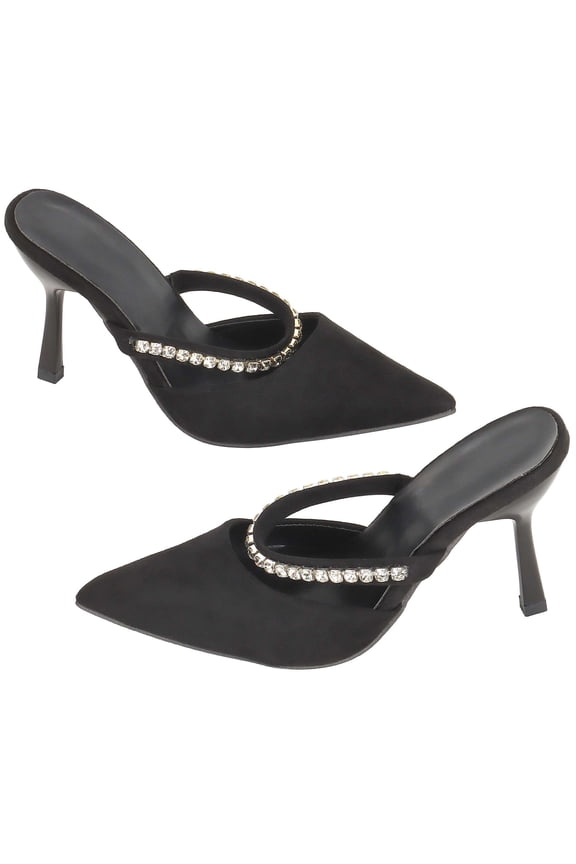 Women’s High Heels Strappy Rhinestone Stiletto Pumps Ankle Strap Closed Pointed Toe Sandals Dress Wedding Party Shoes