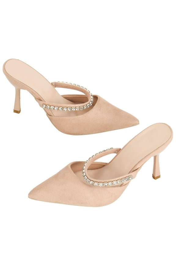 Women’s High Heels Strappy Rhinestone Stiletto Pumps Ankle Strap Closed Pointed Toe Sandals Dress Wedding Party Shoes