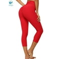 thumbnail image 1 of Deago Women's High Waist Yoga Pants Capri Lift up Butt Tummy Control Workout Running Slimming Stretch Sports Leggings (Red,XL), 1 of 9
