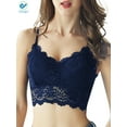 thumbnail image 1 of Deago Women's Lace Padded Bralette Bra Top Floral Stretch Wirefree Lingerie Sexy Bras (L,Blue), 1 of 5
