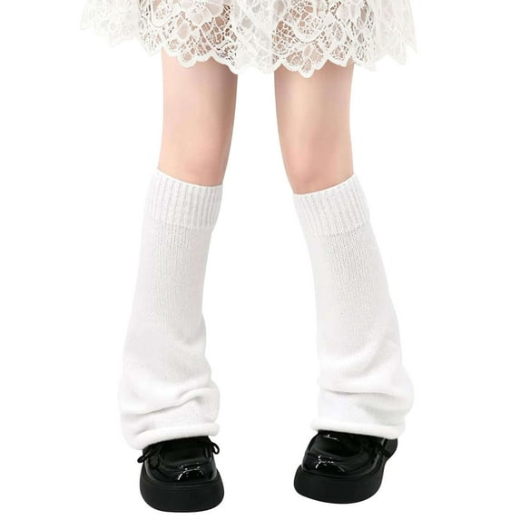 Deago Women's Leg Warmers Fashion Knit Warmers Long Socks Cute Y2K Kawaii Japanese Gothic Lolita Harajuku Accessories (White)