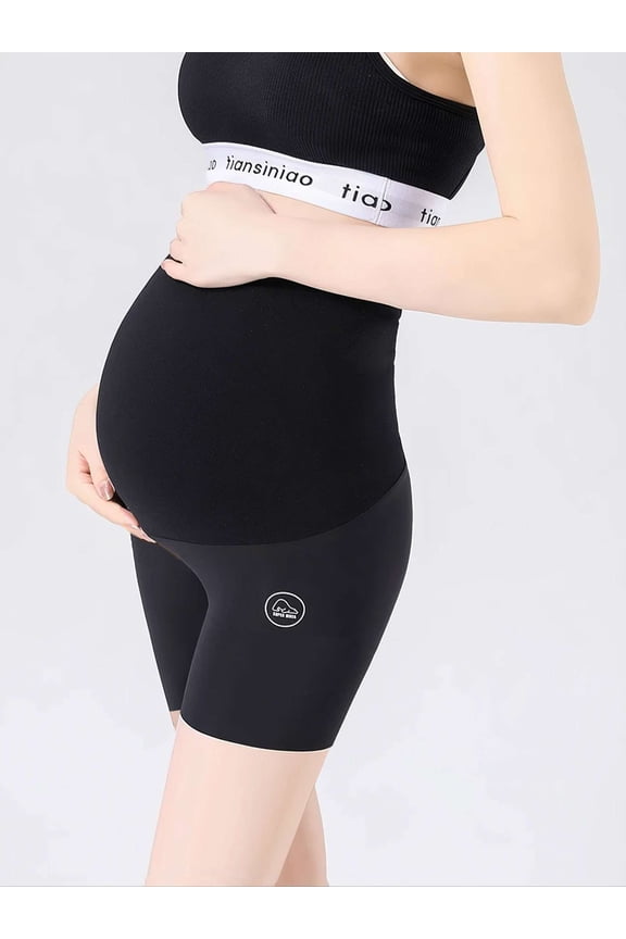 Women's Maternity Shapewear Seamless Shorts Pregnancy Underwear Belly Support High Waist Workout Yoga Short Pants (Black, M)