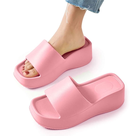 Deago Women's Platform Sandals Comfortable Open Toe Backless Slip On Platform Slides Wedge Sandals Summer Casual Slippers for Women