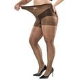 thumbnail image 1 of Deago Women's Plus Size Pantyhose Control Top High Waist Tights Ultra-Soft Sheer Stocking, Coffee, 1 of 11