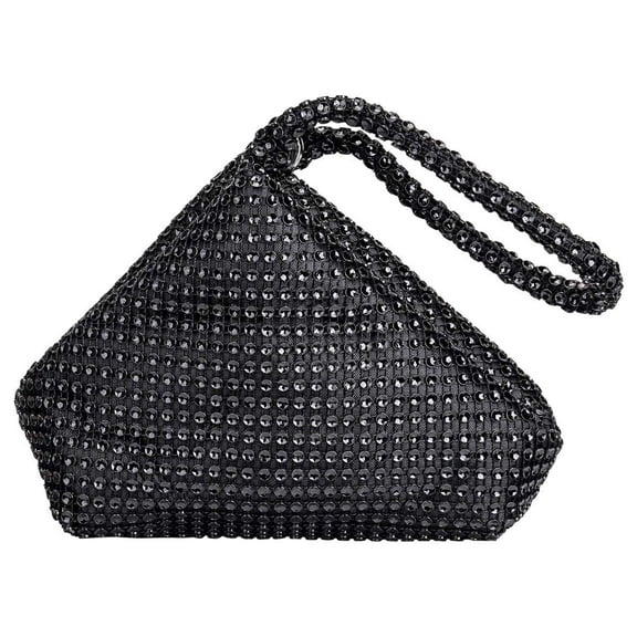 Deago Women's Rhinestone Clutch Evening Bags Handbags Sparkly Glitter Triangle Purse for 1920s Party Prom Wedding (Black)