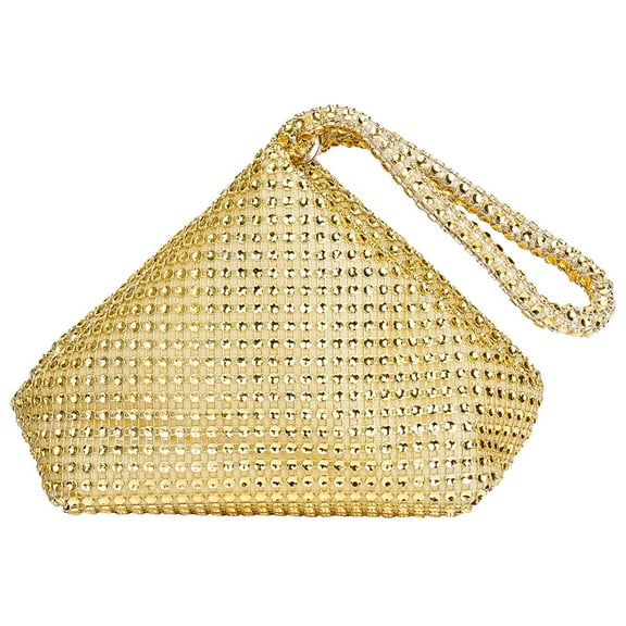 Deago Women's Rhinestone Clutch Evening Bags Handbags Sparkly Glitter Triangle Purse for 1920s Party Prom Wedding (Gold)