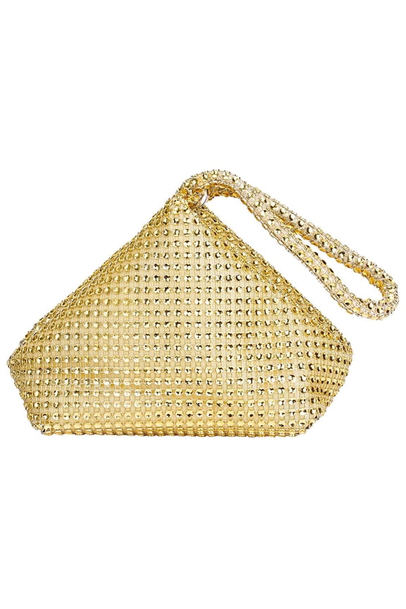 Women's Rhinestone Clutch Evening Bags Handbags Sparkly Glitter Triangle Purse for 1920s Party Prom Wedding (Gold)