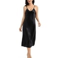 thumbnail image 1 of Deago Women's Satin Nightgown Sleeveless Long Slip Sleep Dress Silk V Neck Nightgowns Sleepwear (Black, XL), 1 of 6
